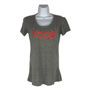 Kcco Womens Gray Short-Sleeve Graphic Tee Cardinal Scoop Neck Chive Nation